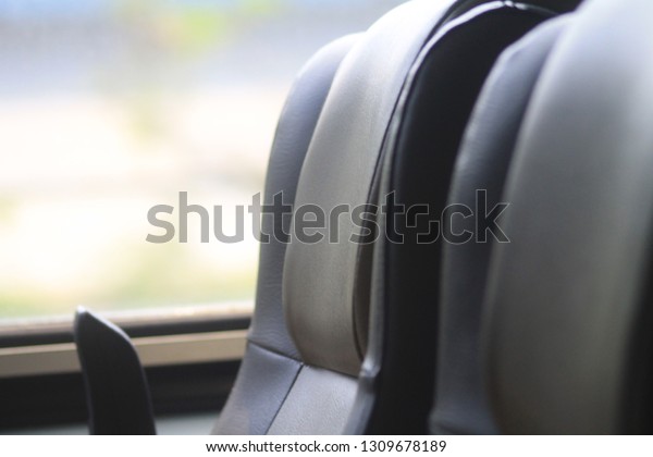 The interior of the train Modern trains with\
comfortable and chairs