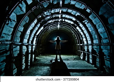 Interior of tunnel in abandoned coal mine