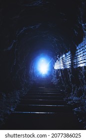 Interior of a tunnel of an old and abandoned Italian military structure of Vallo Alpino dating back to the cold war, Friuli Venezia Giulia Region, Italy. 