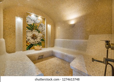 Interior Of Turkish Sauna. Turkish Steam Bath - Hammam