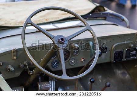 The interior of the vehicle of the Second World War - Willys MB