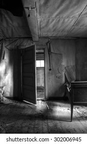 Interior Of Very Old Abandoned Farm House In Southern Finland.