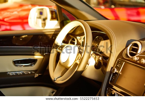 Interior view of car with\
leather salon