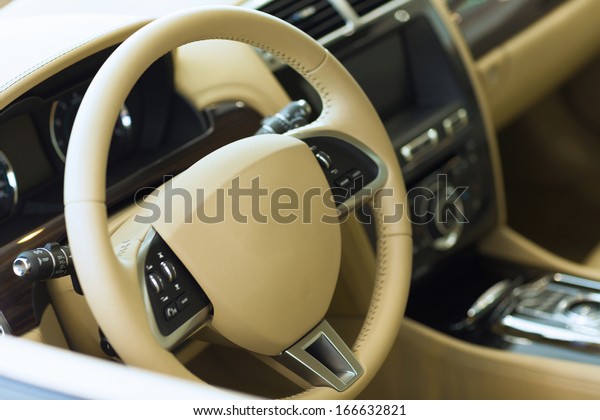 Interior view of car with\
leather salon