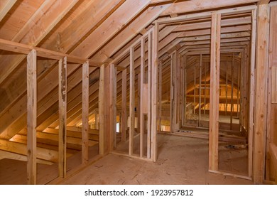 Interior view construction new residential home framing