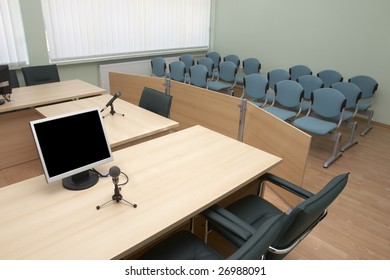 Interior View Of Court Room Office Conference Table