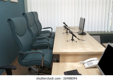 Interior View Of Court Room Office Conference Table