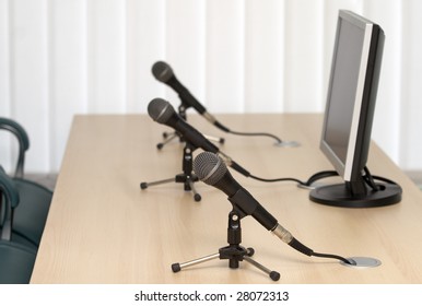 Interior View Of Court Room Office Conference Table