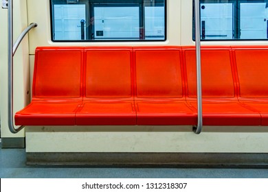 Interior View Of Empty Seats At Train In Santiago De Chile Subway