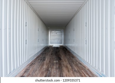 Interior View Of Empty Semi Truck Dry Van Commercial Trailer