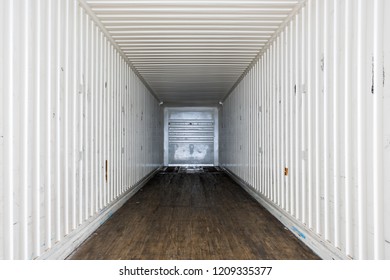 Interior View Of Empty Semi Truck Dry Van Commercial Trailer