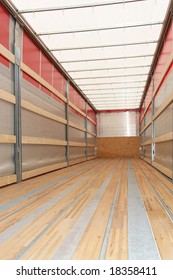 Interior View Of Empty Semi Truck Trailer