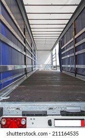 Interior View Of Empty Semi Truck Lorry 