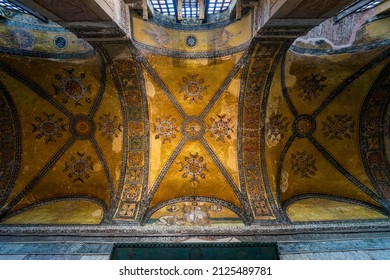 Interior View Of The Hagia Sophia. The Gold Ceiling Of Hagia Sophia In Istanbul, Turkey. 2022.