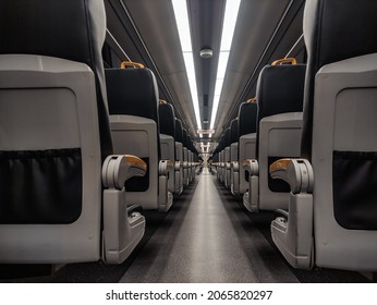 Interior View Of Modern Electric Train Seat 