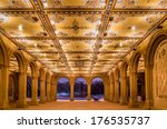 Interior view of newly renovated Bethesda Arcade and Fountain in Central Park, New York City