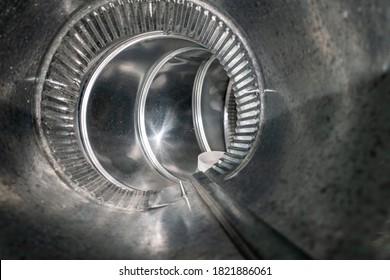 Interior View Of Residential HVAC Galvanized Metal Duct Piping