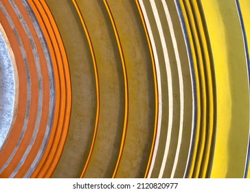 Interior View  Of Semi Circular Colorful Pattern On Cincinnati Union Terminal Roof.