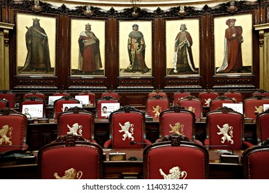 Interior View Of The Senate In Belgian Federal Parliament During An Open Day In Brussels, Belgium On July 21, 2018