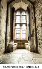 Interior View Of Windows In Medieval Stone Castle