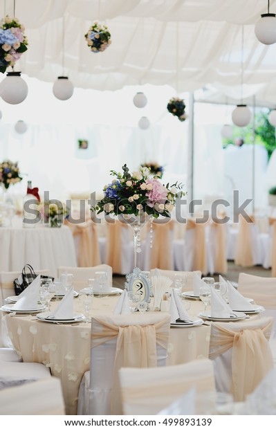 Interior Wedding Banquet Restaurant Reception Venue Stock Photo