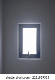 an interior window of a withe house