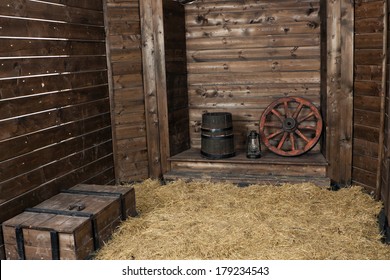 Interior of a wooden hayloft