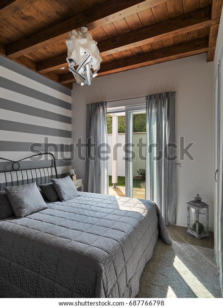 Interiors Shots Modern Bedroom Wooden Ceiling Interiors