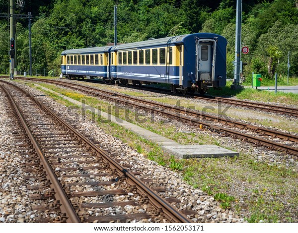 Interlaken, canton of Bern, Switzerland /\
June 29, 2019 : The Bernese Oberland Railway in Interlaken, canton\
of Bern,\
Switzerland.