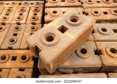 Interlocking Blocks Are Load Bearing Building Materials That Have Been Developed To Form Holes. And Spurs On The Block To Facilitate Construction. Solder Block Bricks.