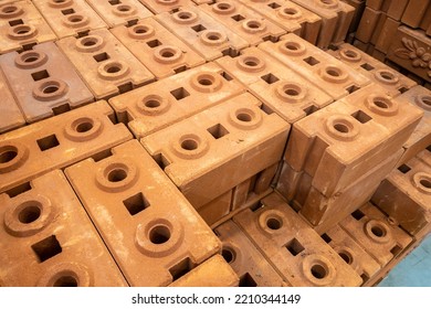 Interlocking Blocks Are Load Bearing Building Materials That Have Been Developed To Form Holes. And Spurs On The Block To Facilitate Construction. Solder Block Bricks.