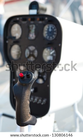 Internal of cockpit with its instruments.