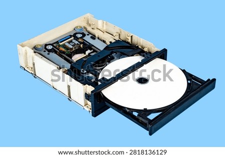 Internal Components of Optical Disc Drive Collection Isolated on White Background CD and DVD Drive Mechanism