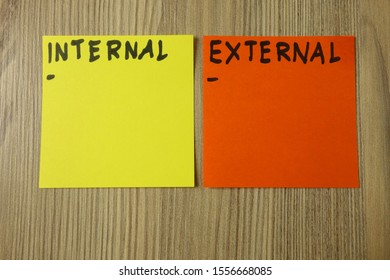 internal and external handwritten on sticky notes, business concept