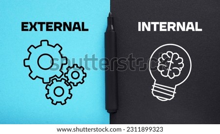 Internal or external are shown using a text