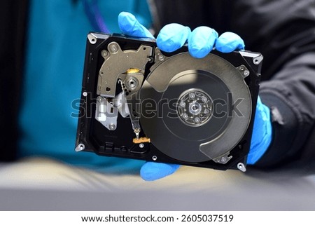 Internal parts of a hard disk. Components of a hard disk.