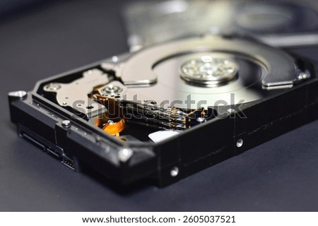 Internal parts of a hard disk. Components of a hard disk.