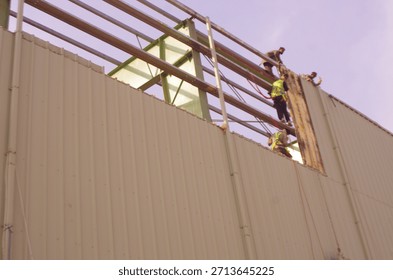 internal structure of a steel-frame mega structure under construction
