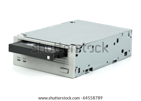 Internal tape drive unit with cassette inserted  isolated on the white background