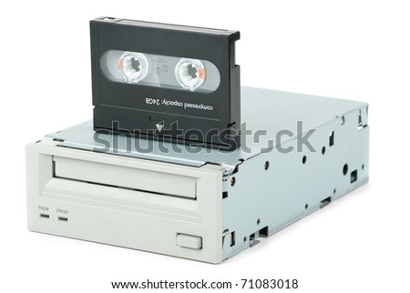 Internal tape drive unit and cassette  isolated on the white background