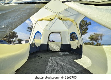 internal view in a tent