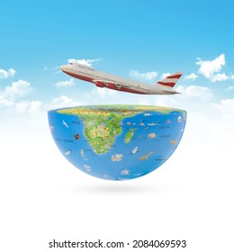 international civil aviation day, world civil aviation day, civil aviation day,airplane is on half Earth