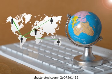 International Connectivity and Digital Networking Concept with Globe and Map