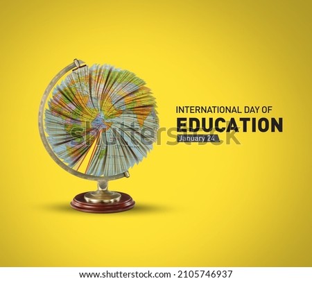 International Day of Education concept Illustration. World or earth globe isolated on book pages in round shape. 