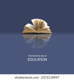 International Day of Education concept Illustration.globe shape book. Reading imagination concept for education holiday.