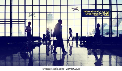 International Departure Terminal Business Travel Transportation Flight Concept