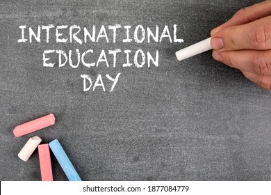 International Education Day, 24 January. Gray Chalk Board.