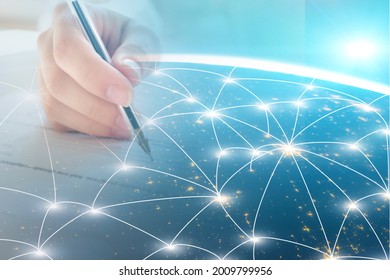 international exams and tests for students in school, college, university, higher education abroad concept,Element of the image provided by NASA