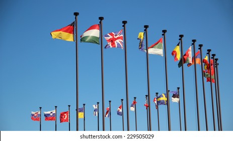 International Flags In The Wind