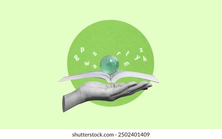 International Literacy Day concept of open book with alphabet letters and earth. Children education background or learning event concept. - Powered by Shutterstock